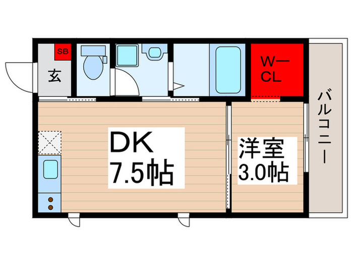 1階・1K Type Aの間取り図