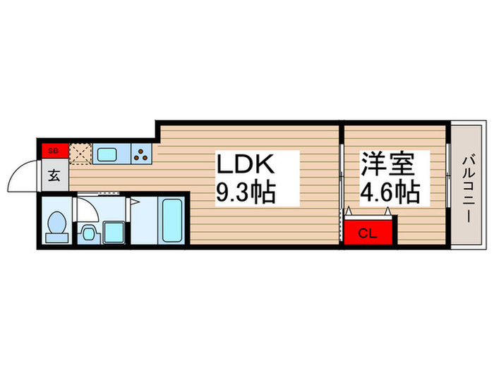 2階・1LDK Type Eの間取り図