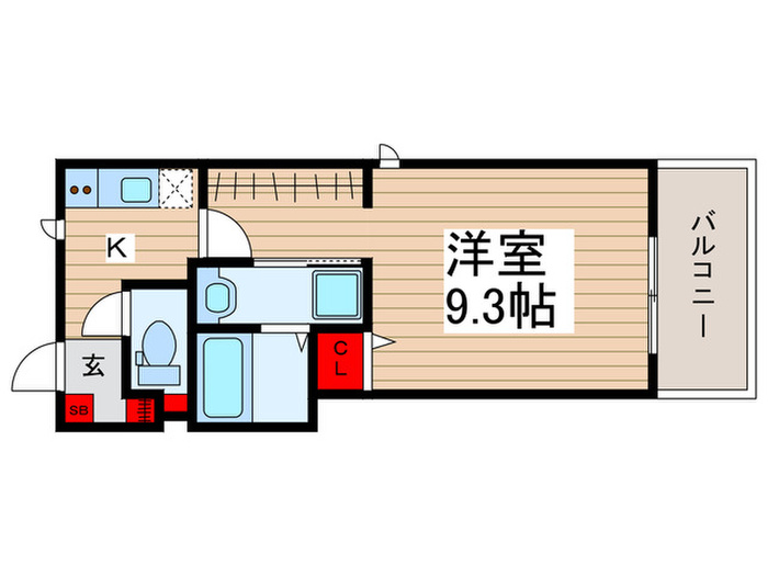 3階・1K Type Dの間取り図