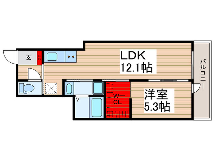 3階・1LDK Type Iの間取り図