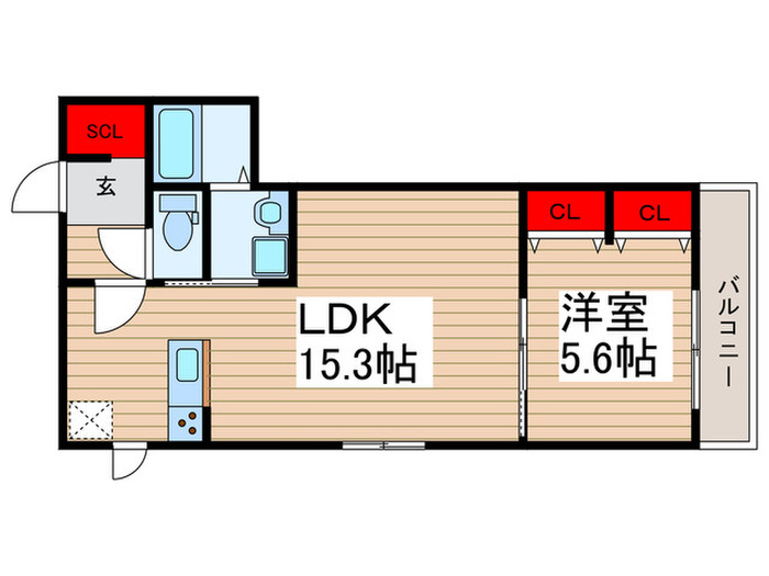 3階・1LDK Type Jの間取り図