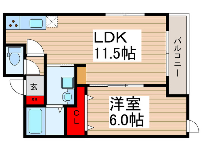 3階・1LDK Type Kの間取り図